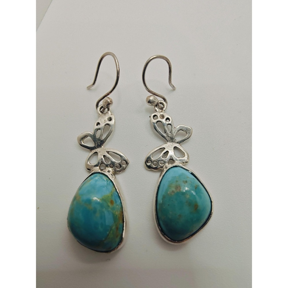 Artisan 925 SS Turquoise Butterfly‎ dangle earrings